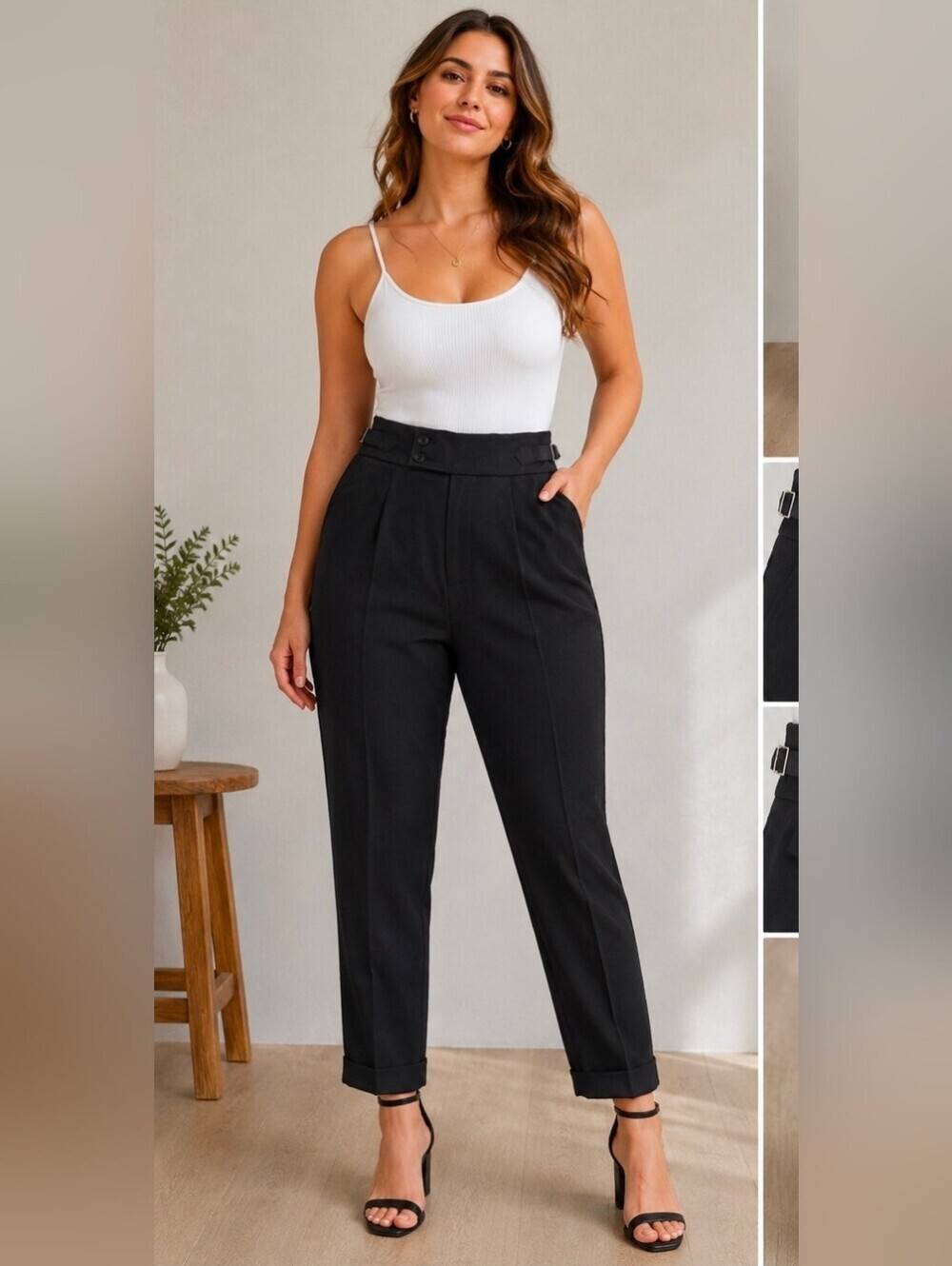 Black High-Waist Tapered Trousers NWT Size 29 Waist